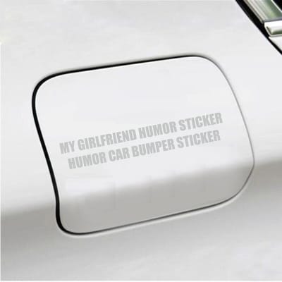 Bumpersticker - My Girlfriend Humor Sticker - 3,5 X 20,6 - Licht Grijs