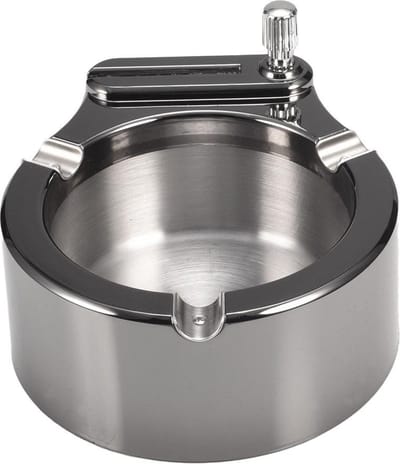 Boscer Asbak met aansteker | Zilver RVS | Aansteker Kerosine | Sigarettenhouder | Luxe Asbak | Aansteker
