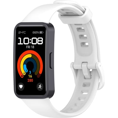 Strap-it Siliconen Classic bandje - geschikt voor Huawei Band 8 / Huawei Band 9 / Huawei Band 10 (wit)