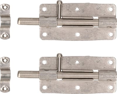 Deltafix schuifslot/plaatgrendel - 2x - 10 x 5cm - RVS - deur - schutting - hek