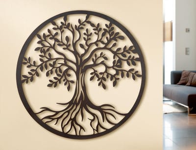 Levensboom metaal- 60x60 - wanddecoratie - Muurdecoratie - Metaal - roestbruin
