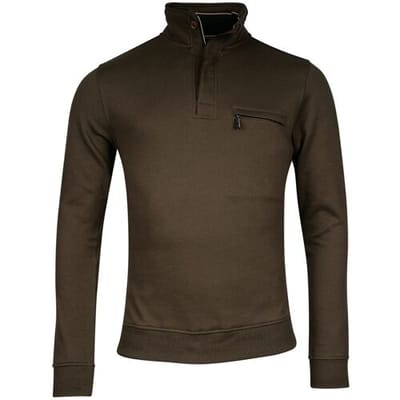 Baileys Trui Half Zip Allover Honeycomb Piqué Sweat Donker Groen / male