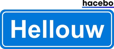 Hacebo - Plaatsnaam Sticker - 29x10 CM - Hellouw sticker - Verkeersborden sticker - grappige cadeaus - Hellouw