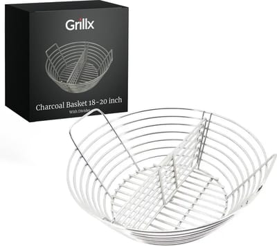 Grillx Kolenmand 18, 19, 20 inch - Met Uitneembare Divider - RVS - Kamado accessoires - accesoires