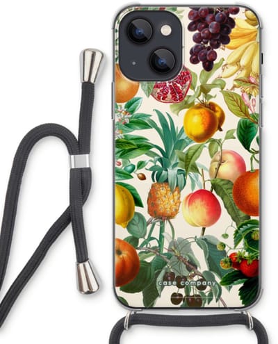 Case Company® - Hoesje met koord geschikt voor iPhone 13 hoesje met Koord - Classic Flora - Telefoonhoesje met Zwart Koord - Bescherming aan alle Kanten en Over de Schermrand