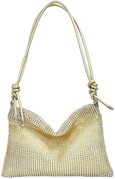 Dailygoods- Handtas Goud - Avondtas - Schoudertas - Dames - Rhinestone - Compact 30x20x1 cm - Clutch