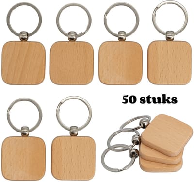 longziming -Houten sleutelhangers – Handgemaakt design – Duurzaam hout – Lichtgewicht – Ideaal voor cadeau’s – Glad en splintervrij – 50stuks