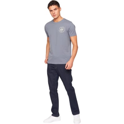 Crosshatch Herenjeans met rechte pijpen en ruwe naden (Blauw)