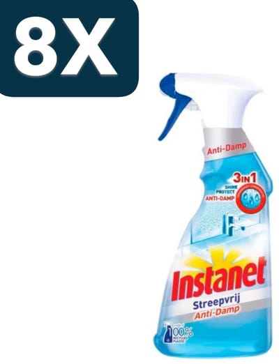 8 x Instanet - Schoonmaakspray - Anti-Damp - Streepvrij - 3in1 - 500 ml - 1 stuk