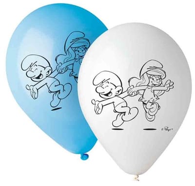 10 Smurfen Ballonnen - De smurfen - Blauw en wit bedrukt - 25 cm