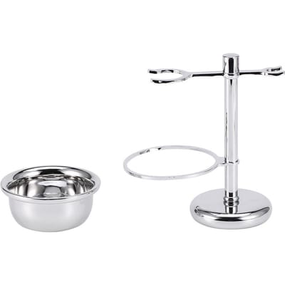 Luxe Scheerset voor Heren Roestvrij Staal Scheerapparaat Borstel & Veiligheidsscheermes Houder Set Zeepschaaltje white