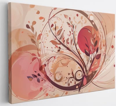 Saammp Canvas Schilderij - Planten - Rood - Abstract - 30x20 - Foto op canvas - Wanddecoratie - Muurdecoratie Woonkamer - Slaapkamer decoratie - Canvas Print