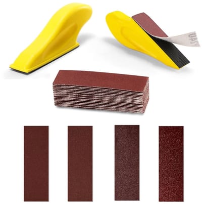 SnelShoppen - Hoogwaardige microdetail schuurpapier set, mini handschuurblok voor nauwkeurig werken en polijsten, 20 vellen 9 x 1 cm nat/droog schuurp