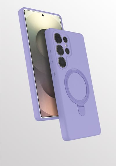 Hoesje Geschikt voor Samsung S25 Ultra hoesje zacht siliconen Lila - Liquid Backcover ring hoesje Geschikt voor Magsafe