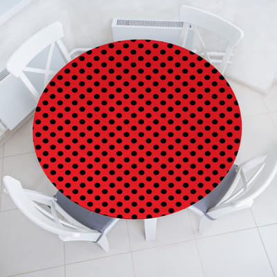 New Bed Polka Dots Pop Art Ovale Vormen Rekbare Ronde Tafelkleed, Elastische Stof Tafelhoes rondom, 101 cm - 111 cm Diameter