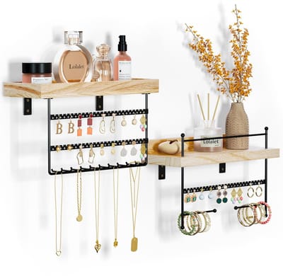 Ibenzoa® Wandgemonteerde sieradenorganizerset met haken en houders voor alle sieraden