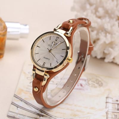 Hoge Kwaliteit Dameshorloge Lederen Band Quartz Horloges Dames Casual Polshorloges Klok Cadeau Reloj Mujer brown
