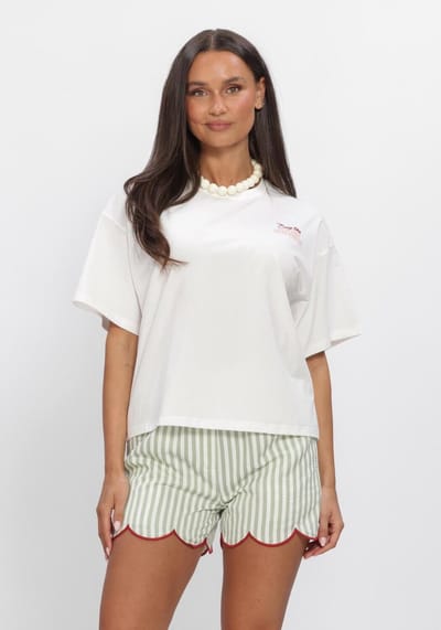 Ydence T-shirt Sunday Mornings Tops & T-shirts Dames - Shirt - Gebroken wit - Maat XXL