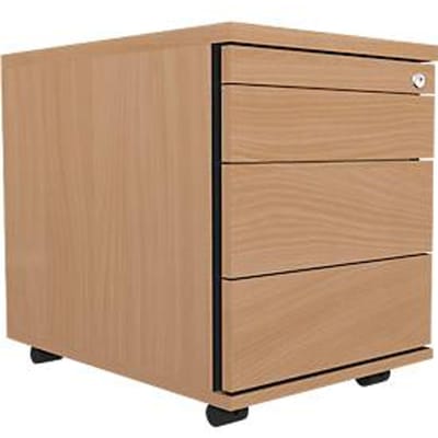 Schäfer Shop Select Verrijdbaar ladeblok 1233, materiaallade + schuifladen, afsluitbaar, spaanplaat, B 428 x D 600 x H 540 mm, beuken