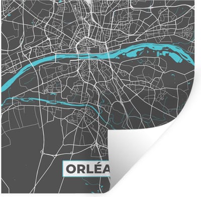 Muurstickers - Sticker Folie - Orléans - Plattegrond - Kaart - Stadskaart - Frankrijk - 100x100 cm - Plakfolie - Muurstickers Kinderkamer - Zelfklevend Behang XXL - Zelfklevend behangpapier - Stickerfolie
