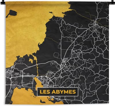 Wandkleed - Wanddoek - Les Abymes - Stadskaart – Plattegrond – Kaart – Frankrijk - 180x180 cm - Wandtapijt
