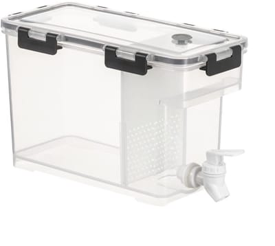 Dailygoods- Drankdispenser 3,5L - Duurzaam PP - Tapkraan - Helder/Grijs - Helder/Oranje - 28,5x17x14cm - Drankcontainer