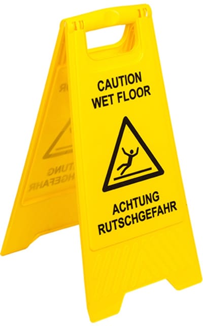 Waarschuwingsbord / standaard Achtung Rutschgefahr 62 cm x 30,5 cm x 2,8 cm geel