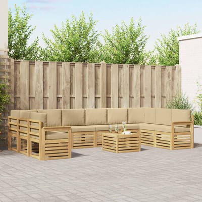 vidaXL - Buiten - bank - set - 8 - st - Wit - En - Beige - Polyester
