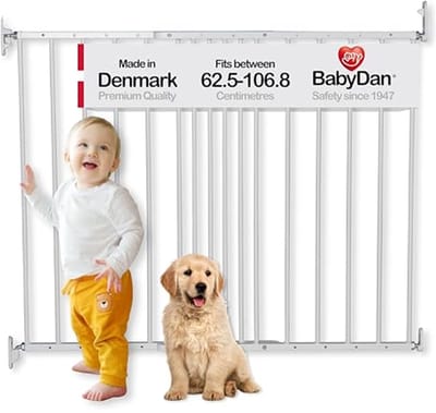 Uitschuifbaar traphek voor baby en huisdieren - Veiligheid in wit metaal