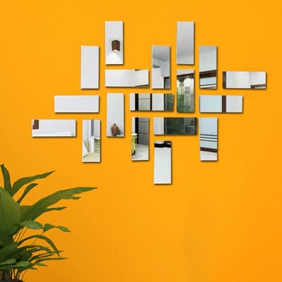 Dailygoods- Spiegel Muurstickers Set - 18 Stuks - Acryl Muurstickers - Waterbestendig - Slijtvast - Decoratie voor Woonkamer/Slaapkamer - Muursticker