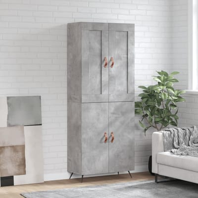 Vidaxl Vitrinekast, Beton Grijs 69,5X34X180 Cm Materiaal Houtvezelplaat