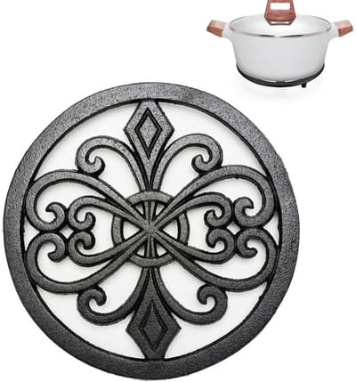 Ronde Gietijzeren Onderzetter Zwart - Hittebestendige Pottenhouder voor Keuken & Eettafel