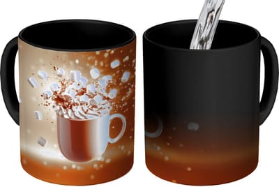 Magische Mok - Foto op Warmte Mokken - Koffiemok - Chocomelk - Drinken - Warm - Bruin - Magic Mok - Beker - 350 ML - Theemok