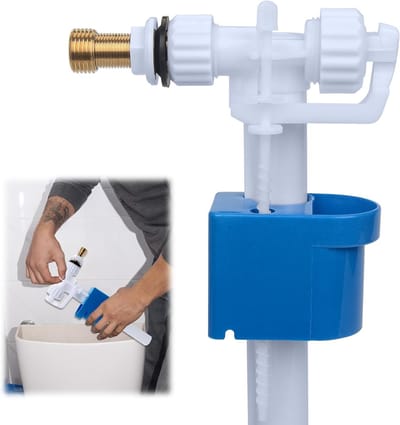 Verstelbaar toilet spoelmechanisme voor G3/8 en G1/2 inch, zij-aanvoer, waterhoeveelheid instelbaar, geschikt voor toiletten en wastafels