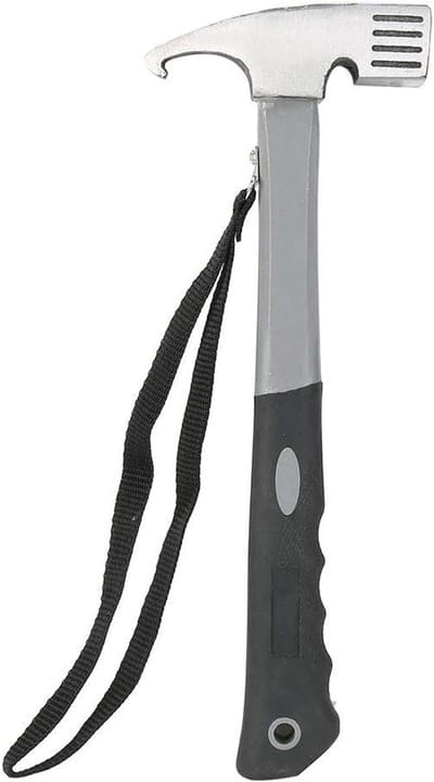 Robuuste Campinghamer met Haak en Lanyard, Ideaal voor Tentstokken, Grondpinnen en Buitenactiviteiten