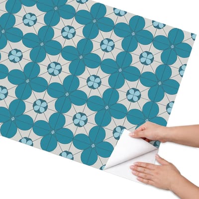 Coloray Meubel Wrap Folie - Blauw Meubelfolie - 75x150 cm - Decoratiefolie Geometrisch patroon - Meubel Wrap Folie - Geometrische Meubelfolie - Plakfolie Meubels - Keuken decoratie - Achtergronden en patronen