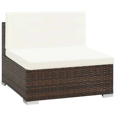 vidaXL - 7-delige - Loungeset - met - kussens - poly - rattan - bruin