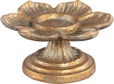 PTMD theelichthouder Poza Gold - goudkleurige waxinelichthouder - kaarsenhouder - 12x11x6.5 cm