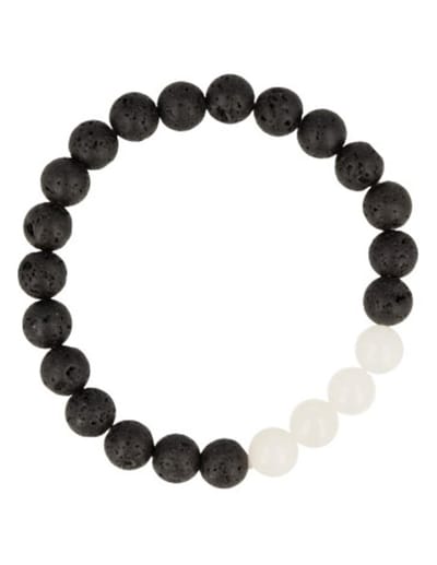 Kralenarmband Lavasteen / Jade wit
