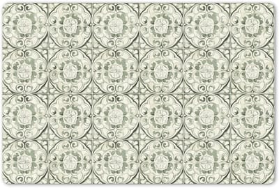Placemats 45x30 cm - Placemat kunststof - 1 stuk - Krulornament - Tegel - Groen - Borden onderleggers - Decoratie voor op tafel - Keuken tafeldecoratie accessoires - Vinyl onderlegger - Tafelversiering
