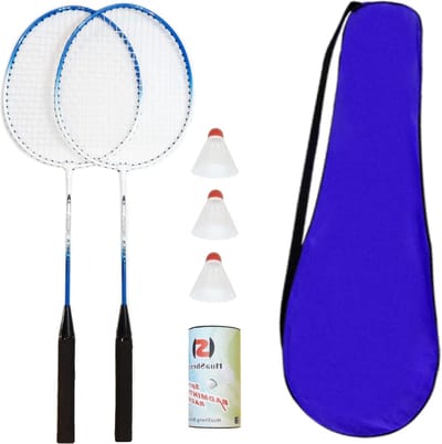 Badmintonset - Veerbalspel - Buiten Spelen - Compleet Gezinspakket - 60 cm Rackets - Zwart