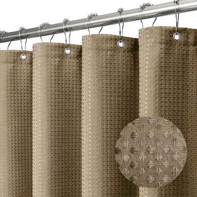 BOTC Douchegordijn Anti Schimmel - 180x200cm - Inclusief ringen - Met gewichtsband - Premium kwaliteit - Waterdicht - Lichtbruin