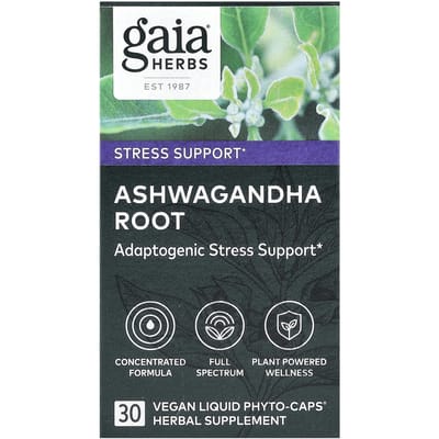 Gaia Herbs, Racine d'Ashwagandha, 30 capsules végétales liquides