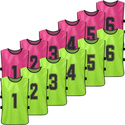 12 STUKS Kindervoetbalhesjes 2 Kleuren Sneldrogende Voetbalshirts Jeugdsport Scrimmage Basketbalteamtraining M