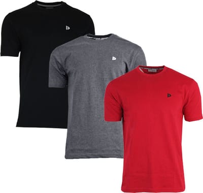 3-Pack Donnay - T-shirt (Vince) - Sportshirt - Heren - Black/Charcoal-marl/Berry-red (415) - maat M