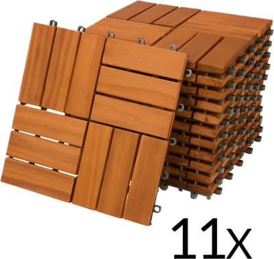 Casaria Vlondertegel – 11 Stuks 1m² – Acaciahout – 30x30cm – Mozaiek