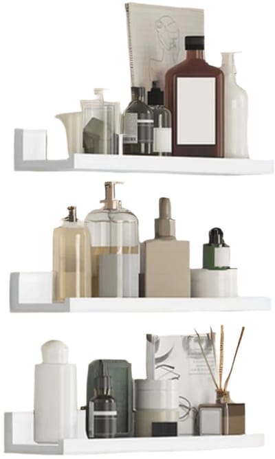 3 -delige muurplank Set - Floating Shelf - Decoratieve opslag - High -glanzend MDF - 38 cm x 10 cm x 5/2 cm - Modern Home Decor