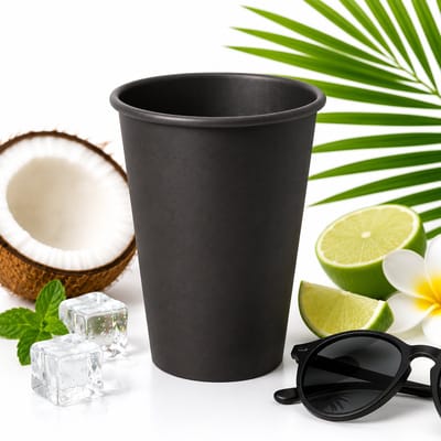 ECO Kartonnen drinkbekers 8oz 240ml zwart zwart- 100 Stuks - wegwerp papieren bekers karton zomerse kleuren – drank bekers – drinkbekers- koffie beker – wegwerpbeker – - Warme en Koude Dranken - milieuvriendelijk
