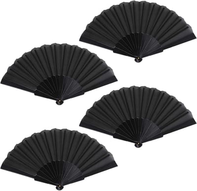 Allecto Plus - Set van 4 Zwarte Handwaaiers voor Dansfeest Bruiloft - Doe-het-zelf Decoratie en Huisdecoratie