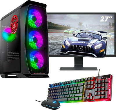 Gaming PC Set Colour Maniac Compleet met 27 Inch Monitor – AMD Ryzen 3 – 8GB RAM – 512GB SSD – Windows 11 Pro – Inclusief Gaming Toetsenbord en Muis – Instap Game Computer – Ready to Play
